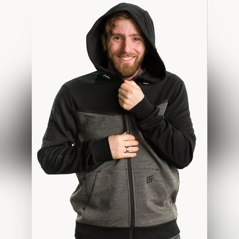 LINUS TECH TIPS Stealth Hoodie Pro Size Small S Tech Cellphone pocket zip up